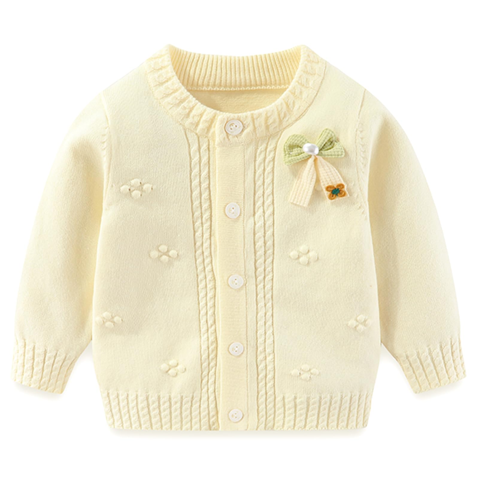 Yanmucy Bebé Niña Suéter Cardigans Lazo de Algodón de Punto Jerseys Abrigo Niño Bebé Ropa Caliente Prendas de Punto Chaqueta de otoño