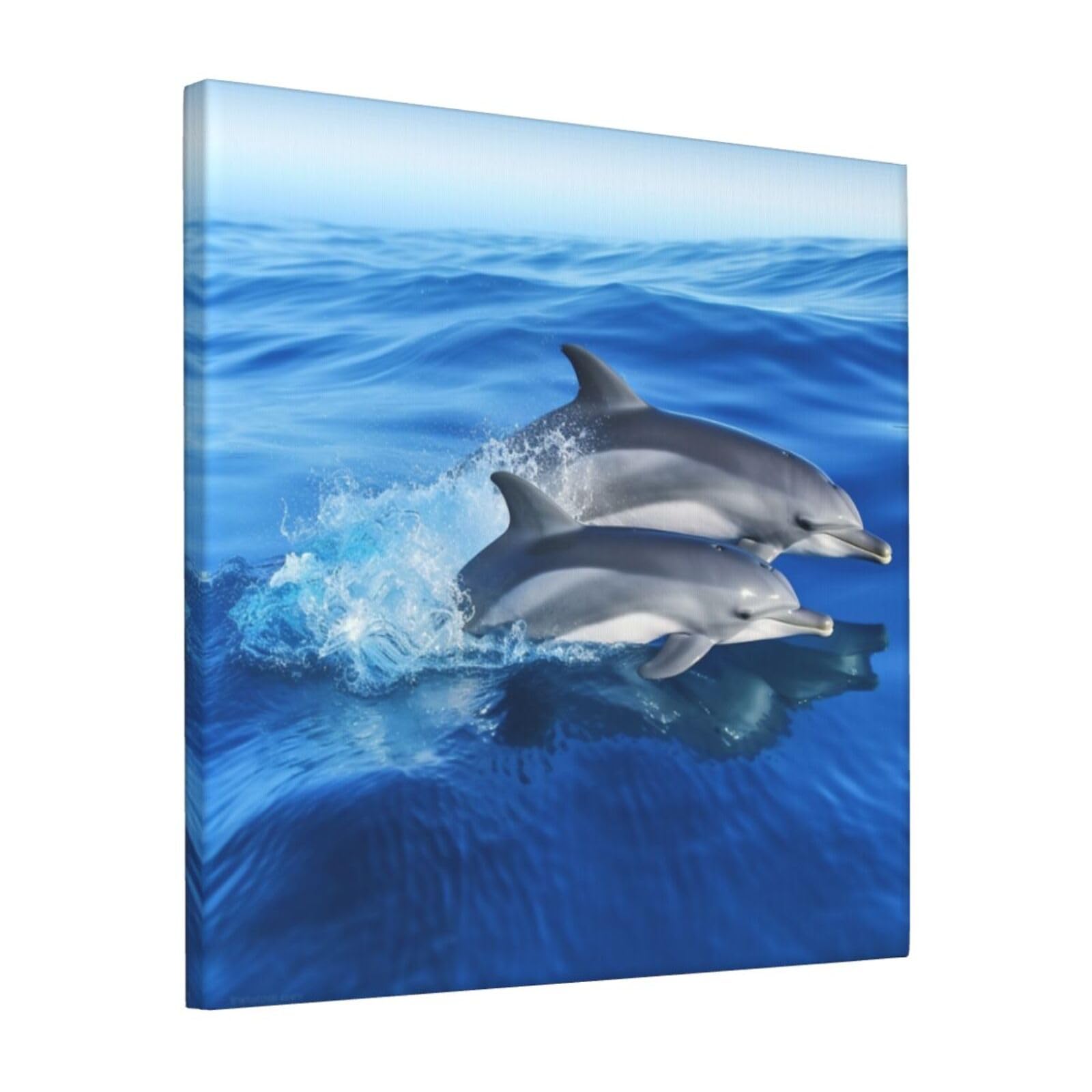 FodPand Dolphin Family Canvas Wall Art for Living Room Wall Decor 12"x12" Modern Artwork Painting Pictures Hanging Canvas Prints Aesthetic Wall Art for Bedroom Bathroom Office Wallart Decor