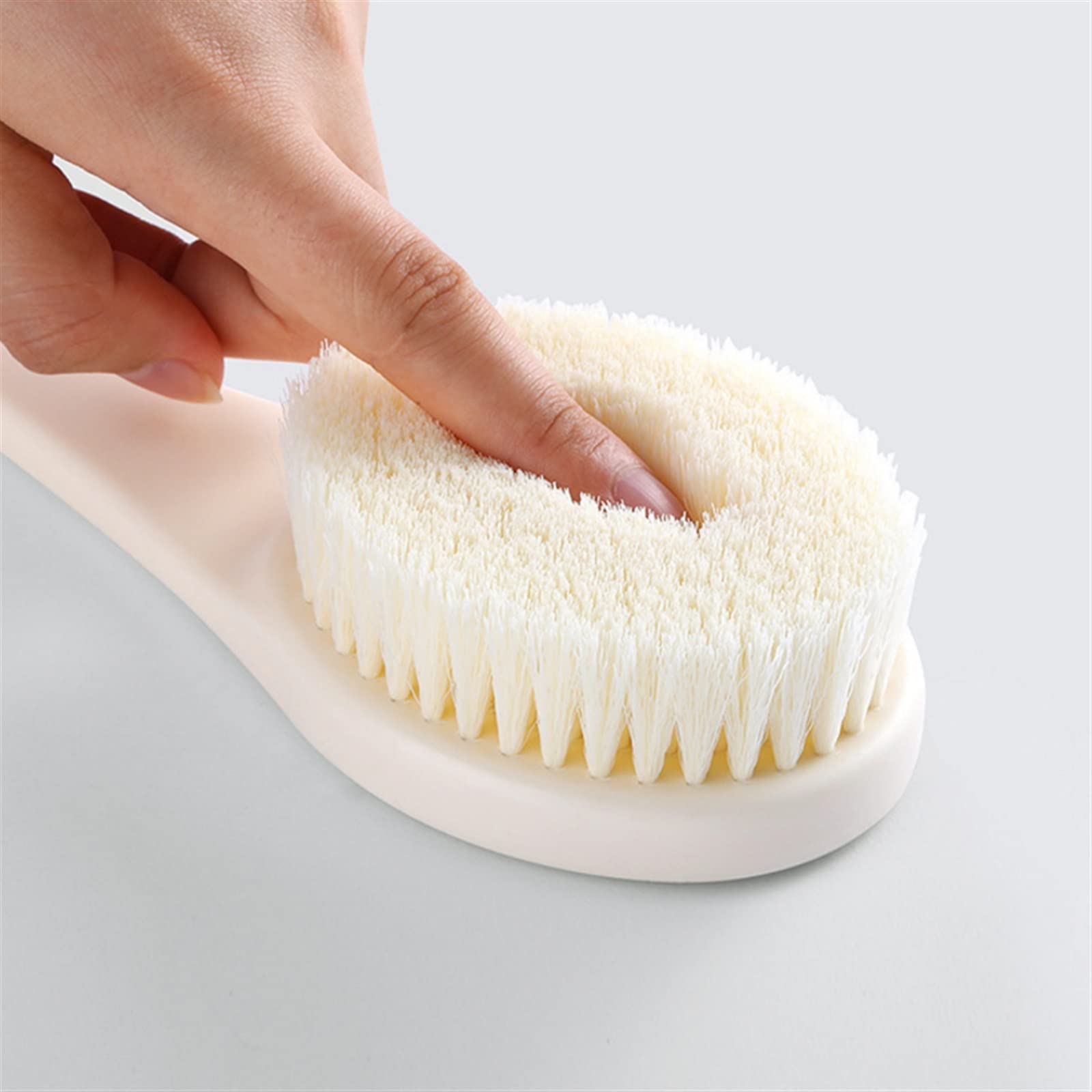 Brosse de douche, Brosse exfoliante for le corps, manche long incurvé for douche, peau sèche, bleu et blanc(Blue)