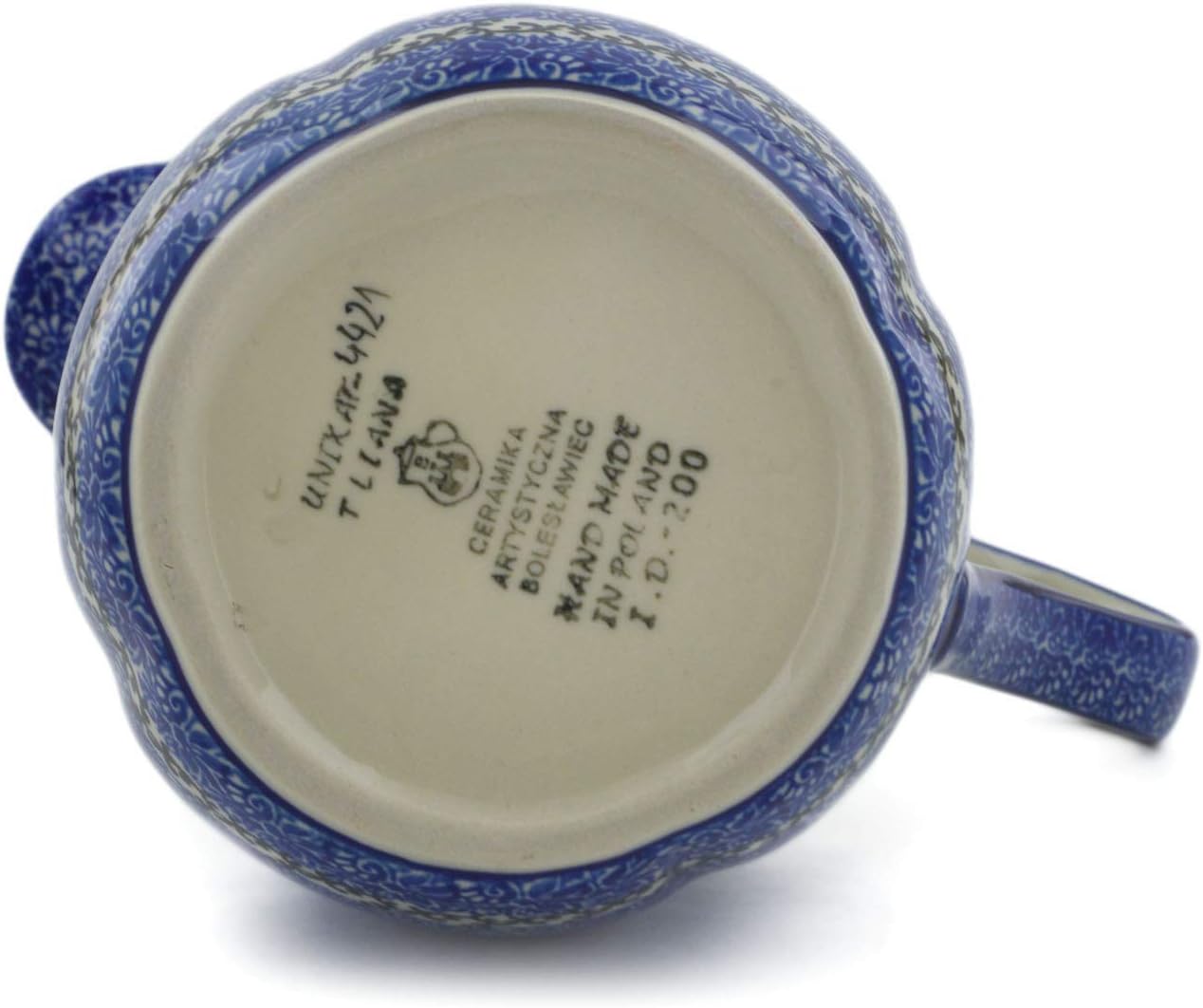 Polmedia Polish Pottery Pitcher UNIKAT - Rhapsody In Blue Pattern Handmade in Boleslawiec Poland by Ceramika Artystyczna + Certificate of Authenticity