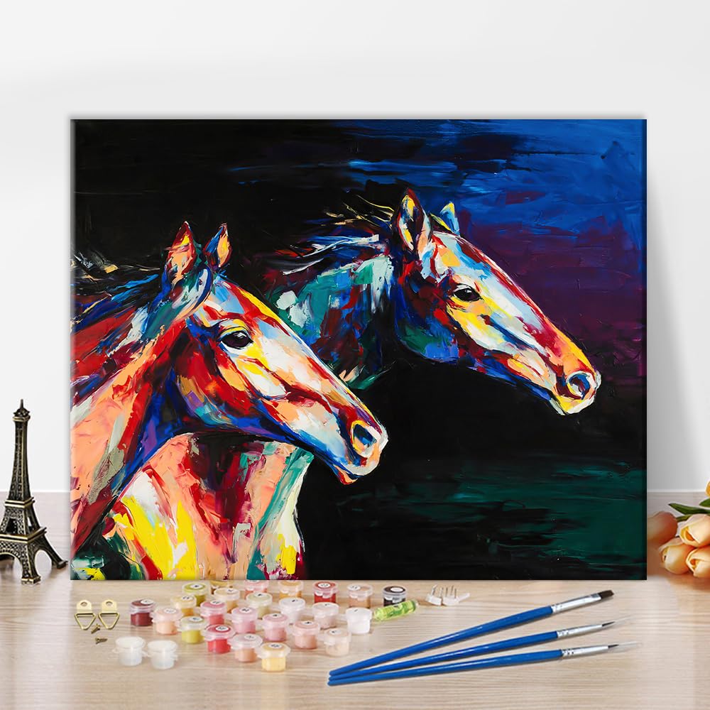 Kit Pittura Ad Olio Per Adulti E Bambini - Tiger E Nuvole Colorate 40,6x50,8 Cm Incorniciato