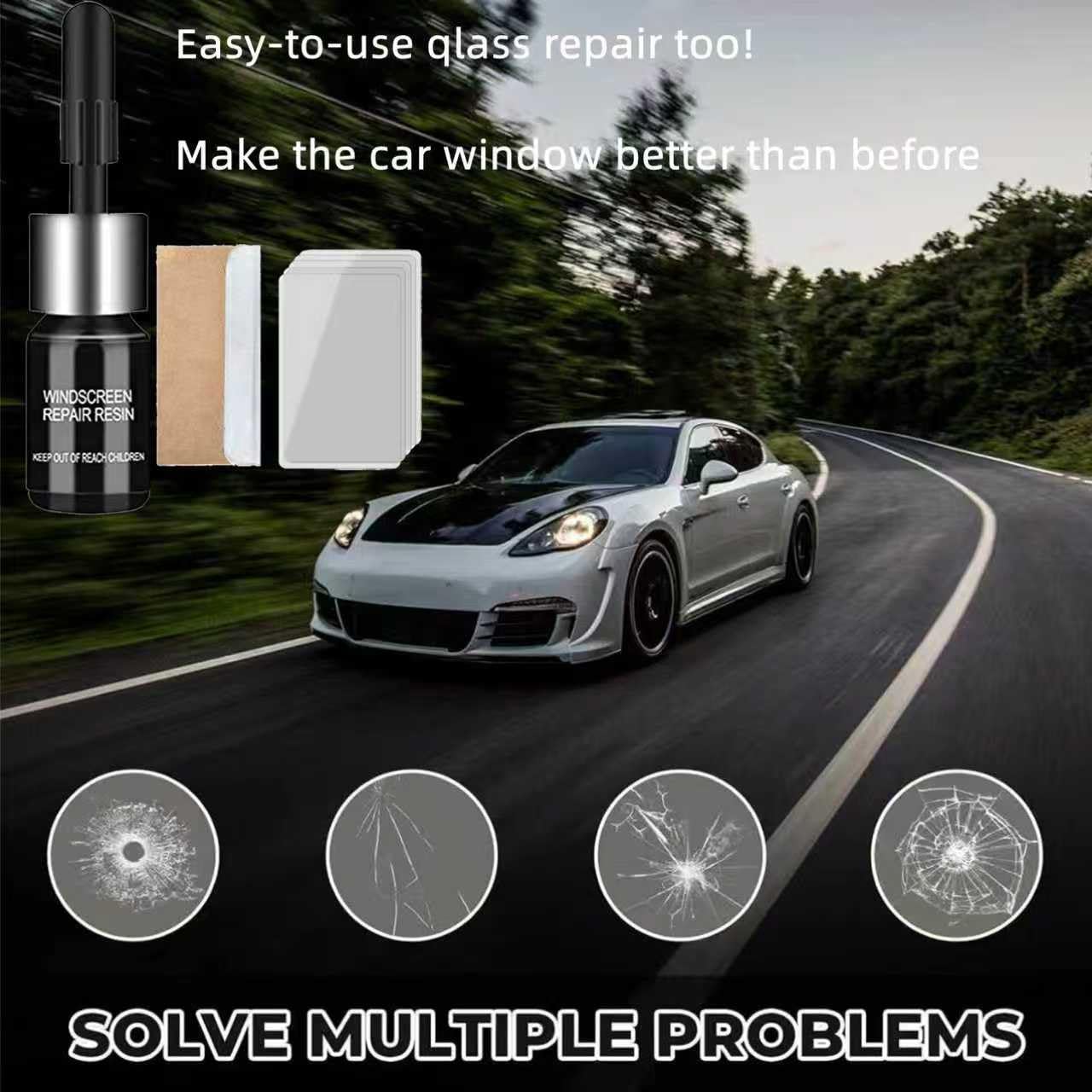 Kit Riparazione Parabrezza Auto,Kit Ripara Vetro Auto,Ripara Vetro,per Riparare Le Incrinature,Scheggiature,Fessure e Graffi
