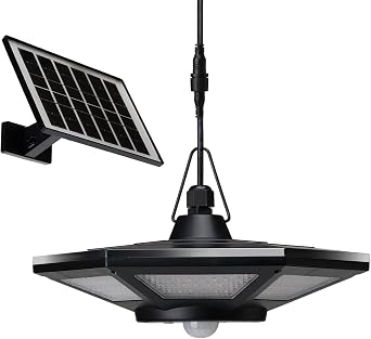 Solar Pendant Light Indoor Outdoor Shed Light with Remote Security Motion Sensor Lights for Home Yard Barn Shed Lights Indoor