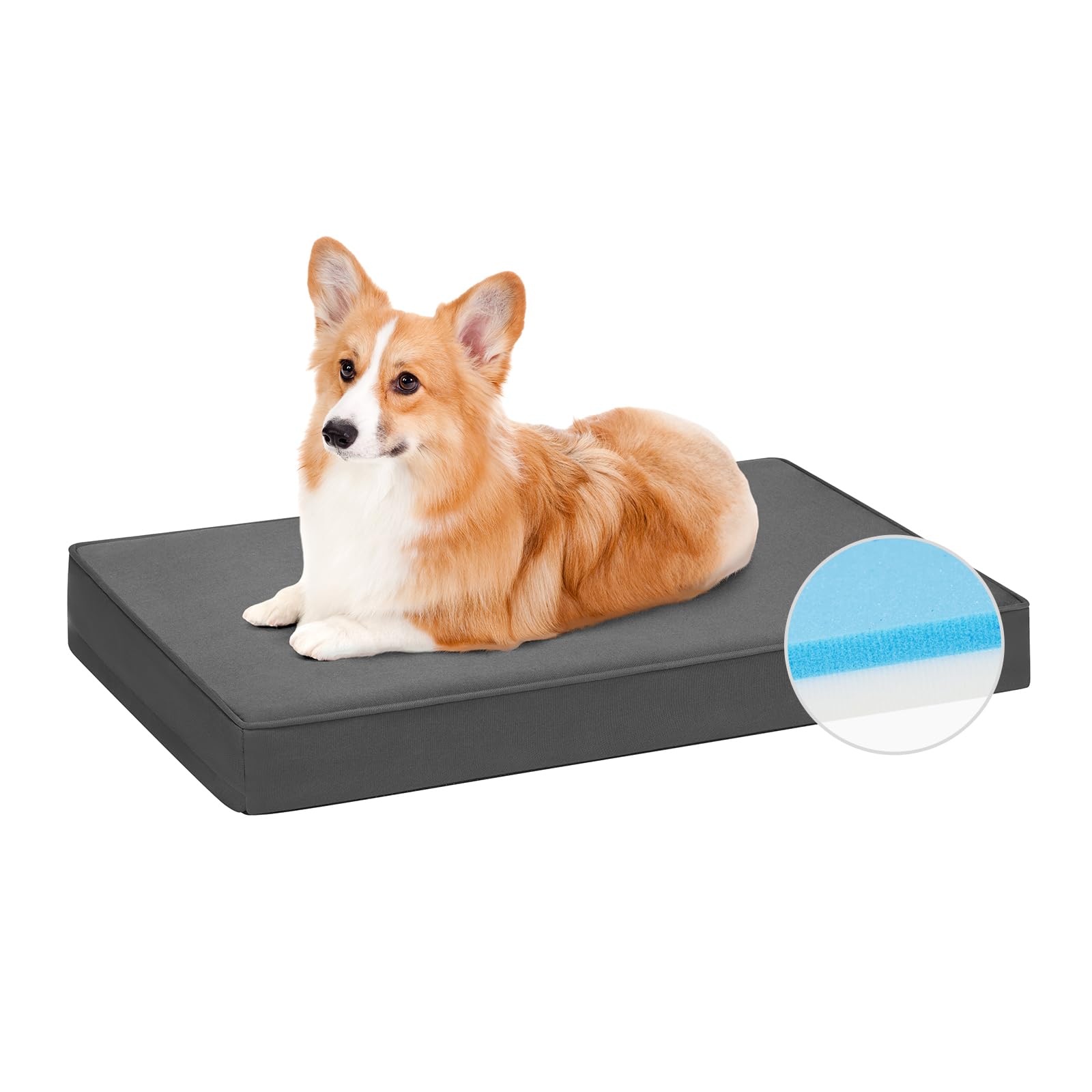 Veehoo Outdoor Waterproof Dog Bed for Medium Dogs - Durable Oxford Fabric Surface, Memory Foam for Crate With Removable Washable Cover and Nonslip Bottom