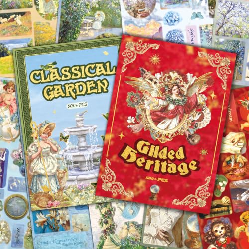 Image of 1000+ Pcs Vintage Aesthetic Sticker Book - Pre-Cut, Waterproof & Repositionable Scrapbook Stickers, No Residue Decals for Journaling, Planners, Phone Cases & DIY Crafts