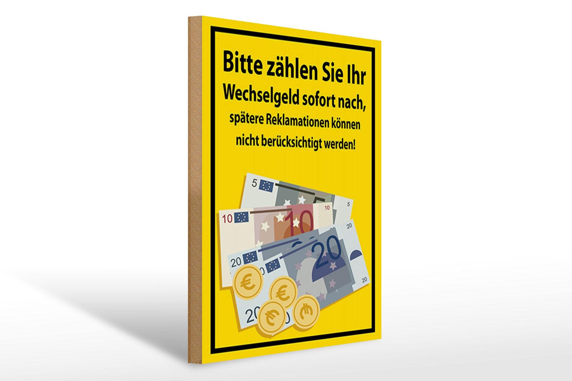 FEMER Wooden Sign Notice 40 x 30 cm Bitte Zohl sie Ihre Wechanged, Sign Wooden Sign