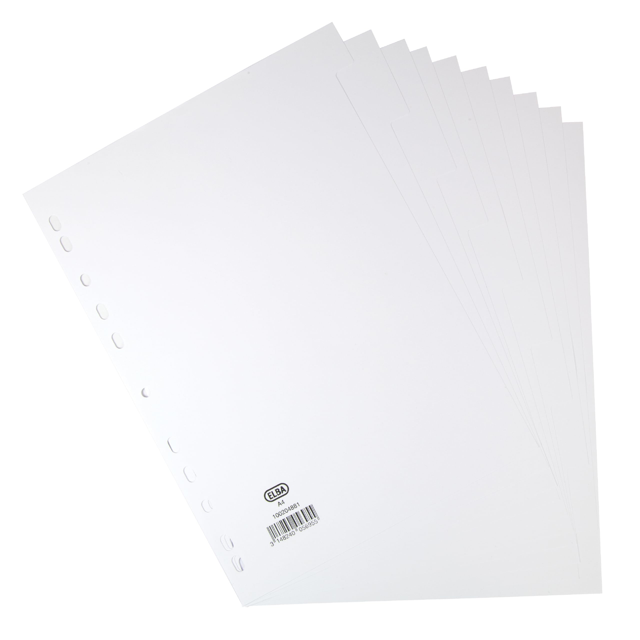 Elba Subject Dividers 10-Part Card Multipunched 160gsm A4 White Ref