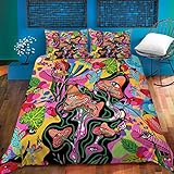 Sunnycitron Mushrooms Ornate Doodles Bedding 3 Piece Set Abstract Snake Eyes Duvet Cover Full Size...