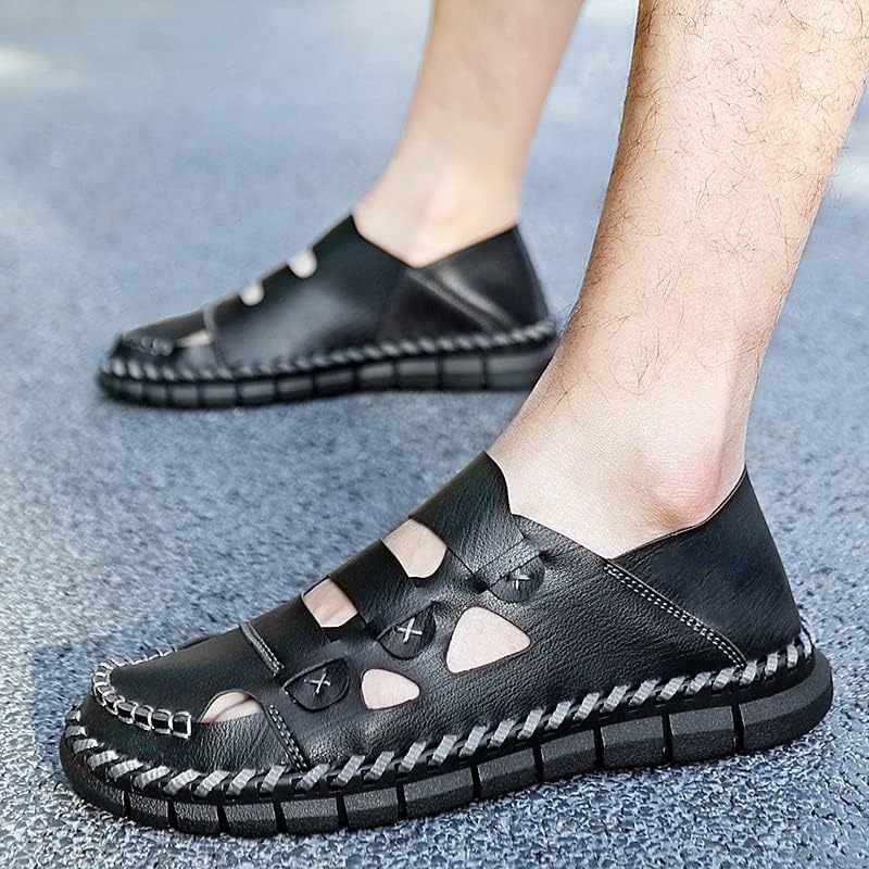 Men's Sliders Slides Sandals Out Beach fisherman Shoes Leather Slip On Low-top