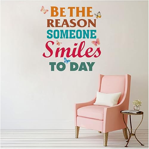 Miniatura 7 de Vinilo decorativo con texto en inglés «Be The Reason Someone Smiles Today», con texto en inglés «Be the Reason Someone Smiles Today», con texto en