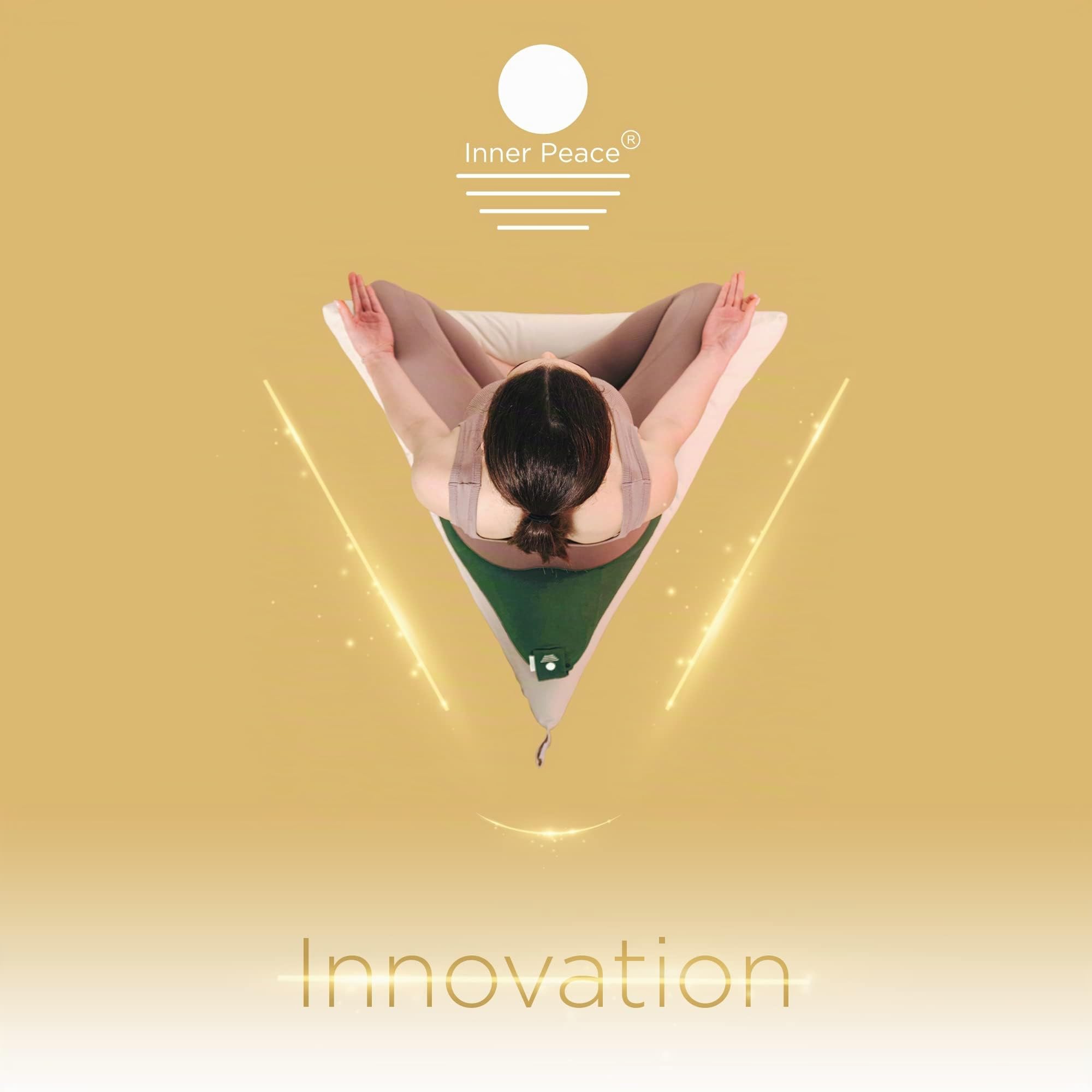 Inner Peace Dreieck Zabuton Meditationsmatte |100% Bio Baumwolle | Nachhaltig & Ergonomisch |Waschbarer Bezug| Unterlage für Meditationskissen | Zen Matte für Yoga & Meditation |Öko-Text Standard 100 | Nachhaltig & ergonomisch, waschbarer Bezug, Unterlage