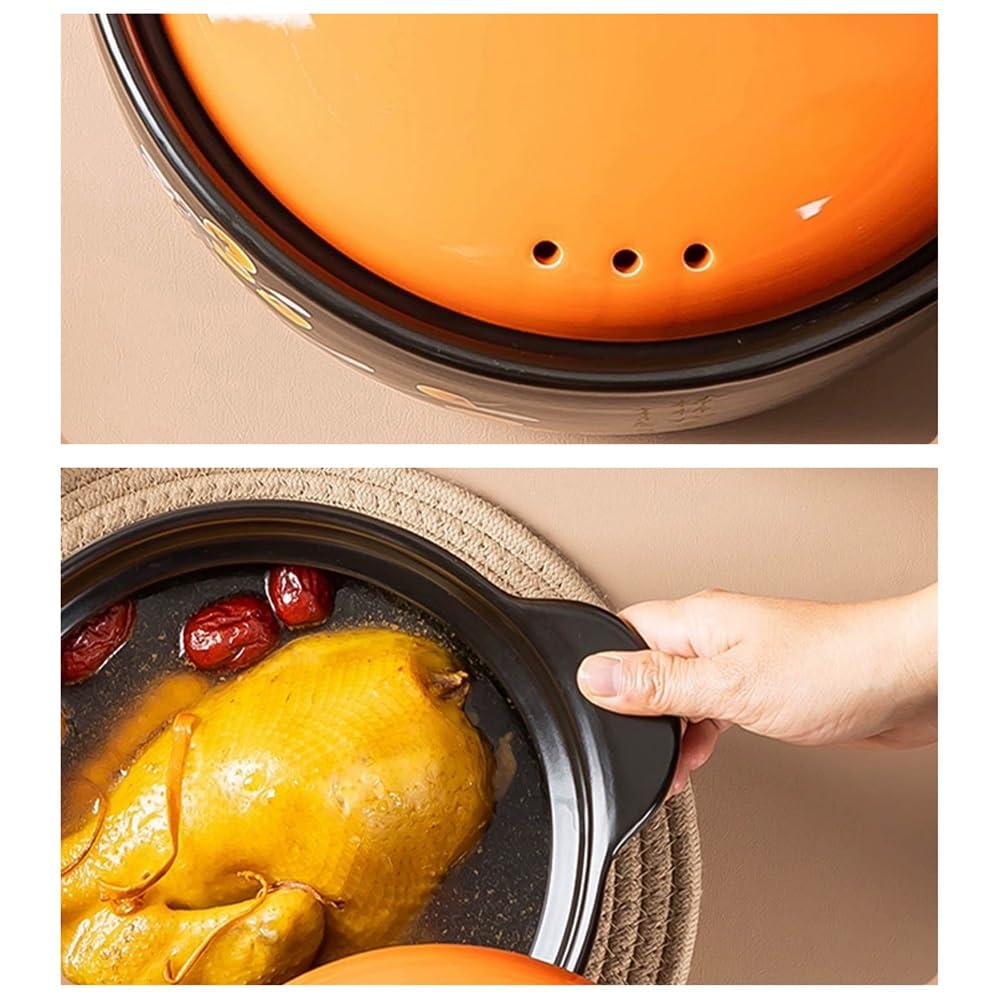 RajoNN Cuchara de Mesa Juego de cucharas Cazuela de cerámica Cazuela de Barro con Tapa, Cazuela de Barro para cocinar al Calor - Cazuela con Tapa, Cazuela de Barro Utensilios de Cocina Olla para
