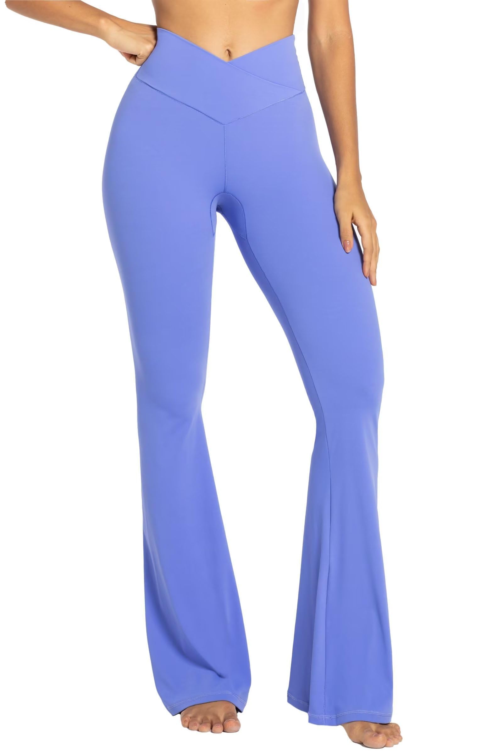 Sunzel Flare Leggings for Women, Crossover Yoga Pants with Tummy Control