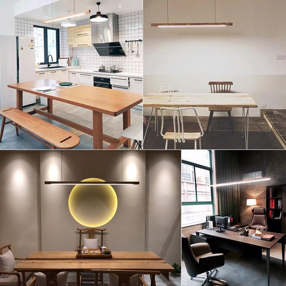 XJBTBA drewniana lampa wisząca liniowa długa minimalistyczna wyspa kuchenna lampa wisząca do stołu jadalnego, domowego biura