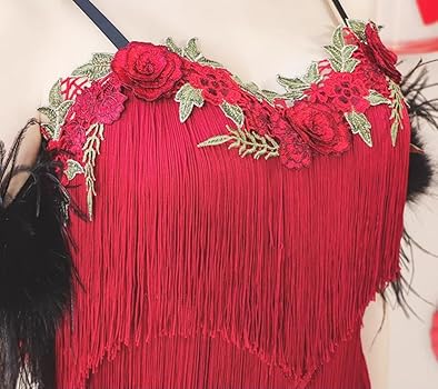 Amazon.co.jp: [RIKOUZY] 赤 ラテンドレス レッスン キャミ フリンジ