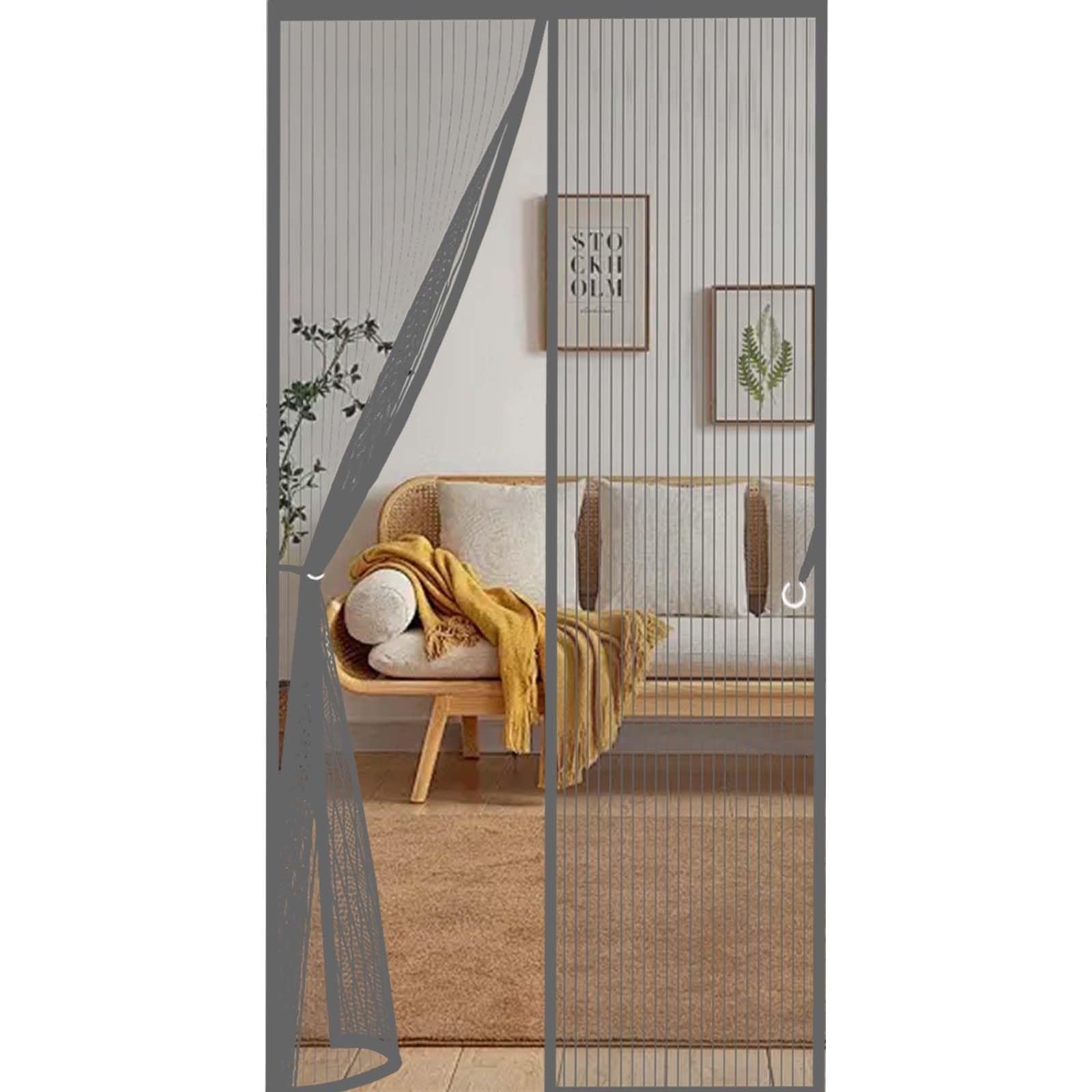 Feijdon Grey Magnetic Screen Door 157 X 225 Cm Durable, Keeps Bugs Out, Kid And Pet Friendly Heavy Duty Self-Sealing Fly Mesh Lets Fresh Air In, Hundreds Of Sizes,