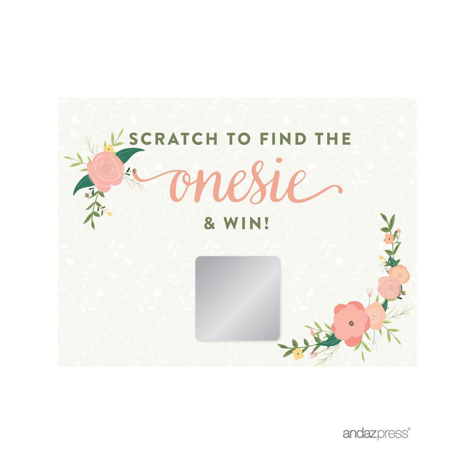 Andaz Press Floral Roses Girl Baby Shower Collection, Games, Activities, Decorations, Baby Scratch Off Winner Game Cards, 30-pack