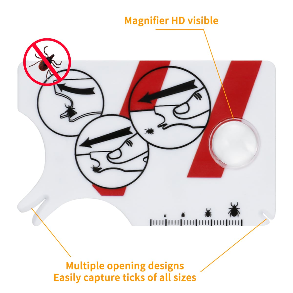 2 Pcs Portable Tire-Tique avec Loupe, Carte de Retrait de Tiques, pour Retirer Rapidement et en Douceur Les Tiques de L'animal de Compagnie ou de l'homme, Idéal pour Les Activités de Plein Air
