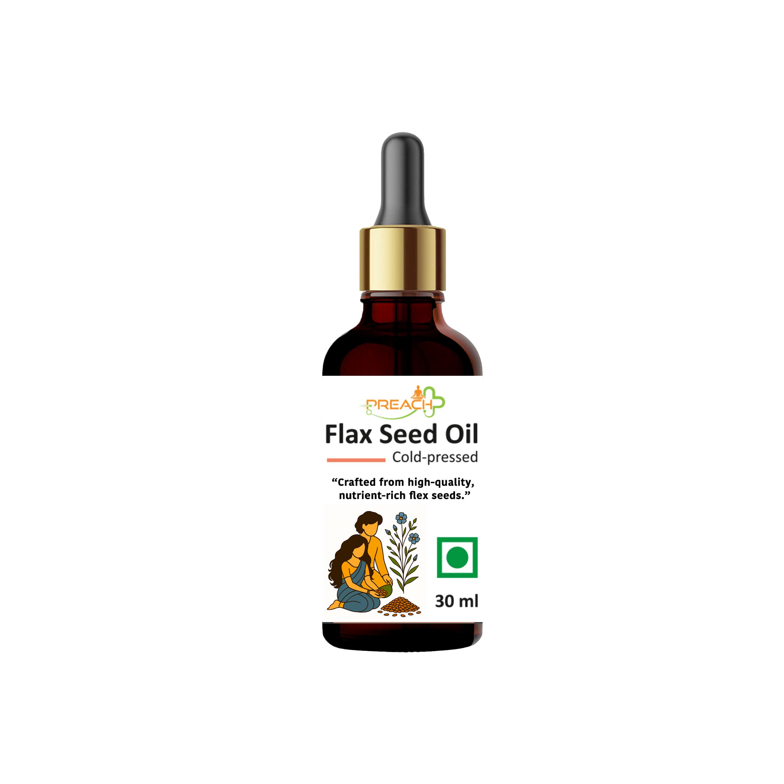 Flaxseed Oil Cold Pressed | Omega 3 6 9 | Carrier Flax Seed Oil Pure & Undiluted for Hair Care, Nails & Skin | Pack of 1 | 30 ml Vegetarian Oil