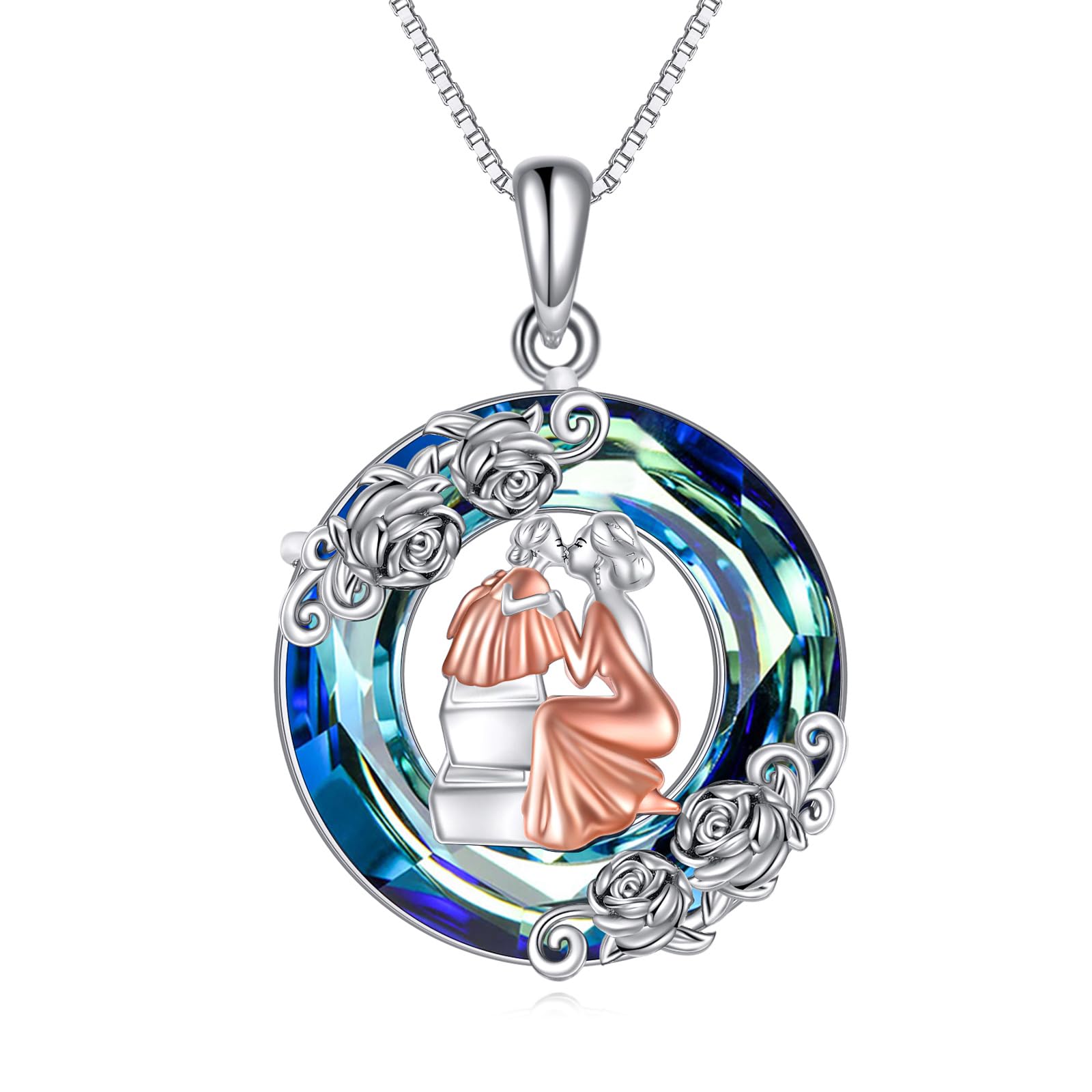 YAFEINI Mutter und Tochter Halskette 925 Sterling Silber Mutter Herz Halskette Weihnachten Geburtstag Anhänger Muttertag Kette Schmuck Geschenke für Mutter Tochter