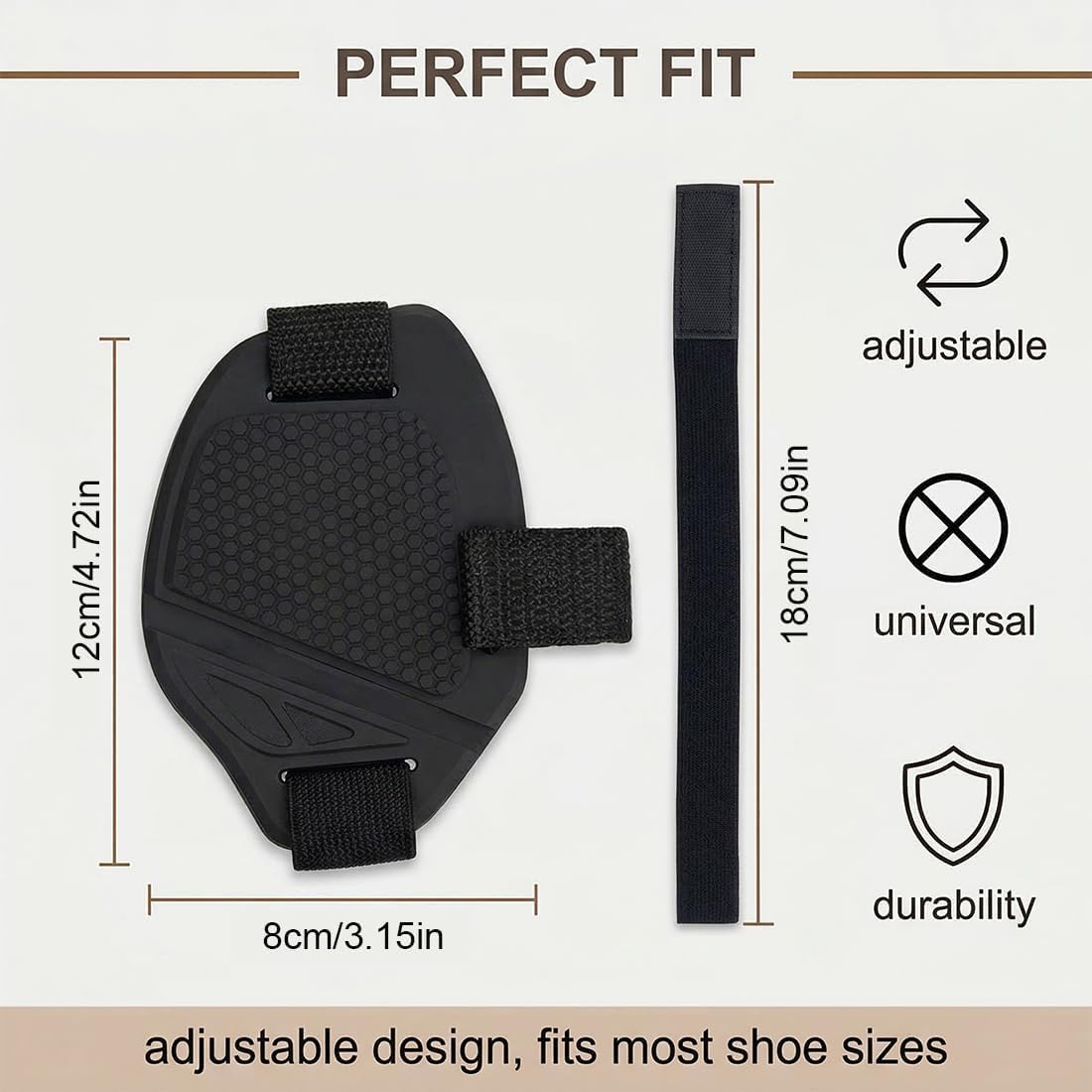 2 Pezzi Copriscarpe Moto - Protezione Leva Cambio Antiscivolo in Gomma - Regolabile con Velcro per Stivali, Sneaker e Scarpe da Lavoro