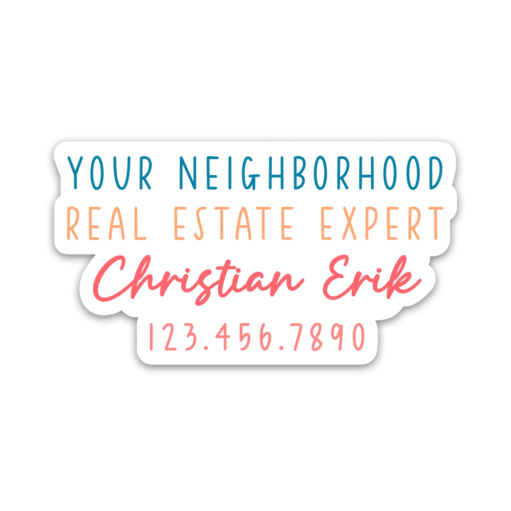 Personalized Real Estate Agent Sticker, Vinyl Waterproof Custom Business Name Sticker for Realtors, Your Neighborhood Real Estate Expert Stickers for