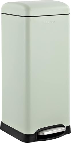 happimess HPM1007E Betty - Bote de basura retro de 8 galones con tapa de cierre suave, resistente a las huellas dactilares, moderno, minimalista,