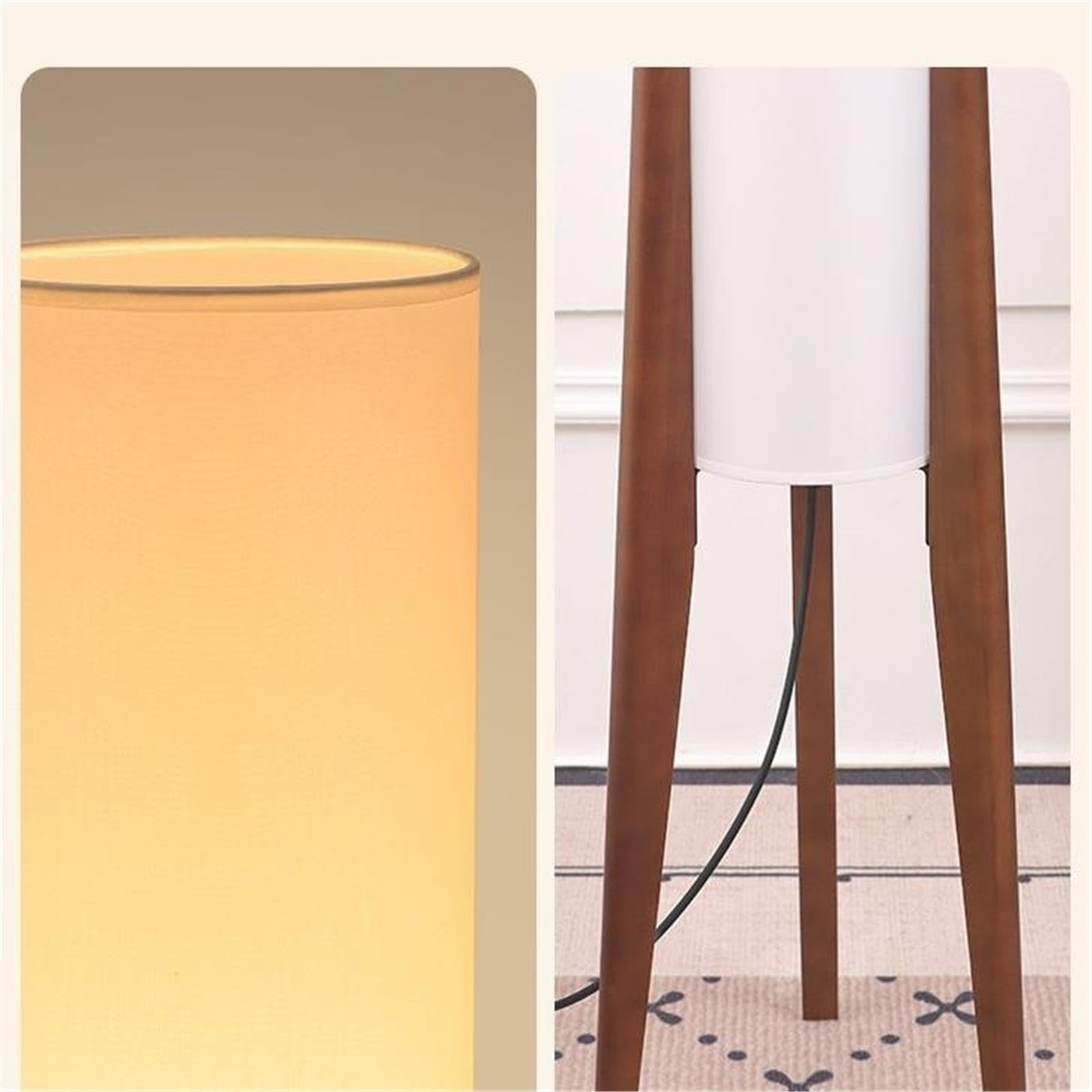 Lampa podłogowa z drewna ze statywem, Mid Century Dekoracyjny