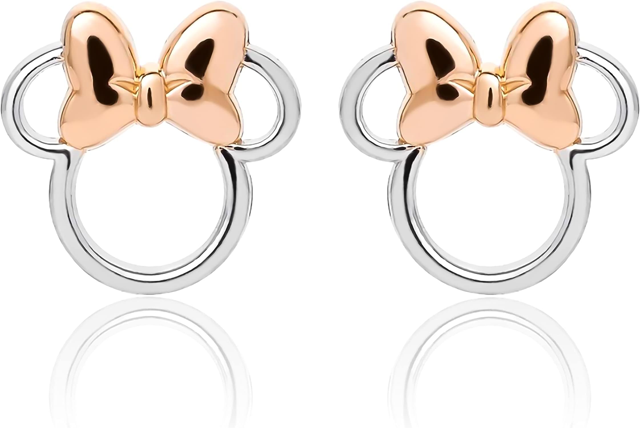 Minnie Mouse silver and rose gold Sterling silver Stud Earrings E901880TL.PH