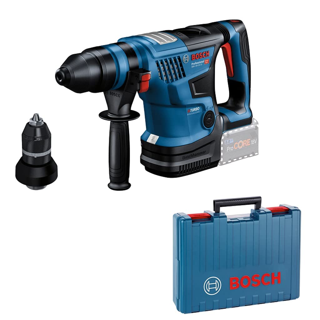 Bosch Professional Martello Perforatore A Batteria, Biturbo Gbh 18V-34 Cf, Con Mandrino Inter. Sds Plus, 5,8 J, Incl. Bluetooth, Impug. Sup., Arresto Profondità, Batt. E Caricab. Non Incl., Valigetta-image