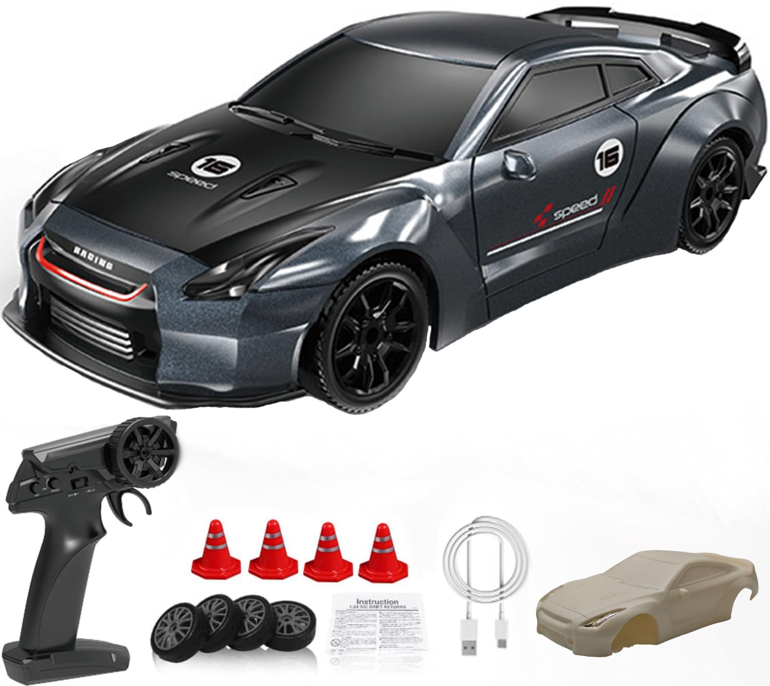 Amazon.co.jp: KAIMIO 1:43 スケール ミニ rc ドリフト車ジャイロ完全