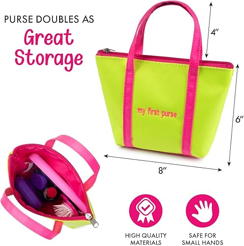 Miniatura 7 de My First Purse - Bolsa de mano de juguete para niños, incluye llaves de teléfono, espejo, cepillo, cartera, tarjeta de crédito, lápiz labial, gran