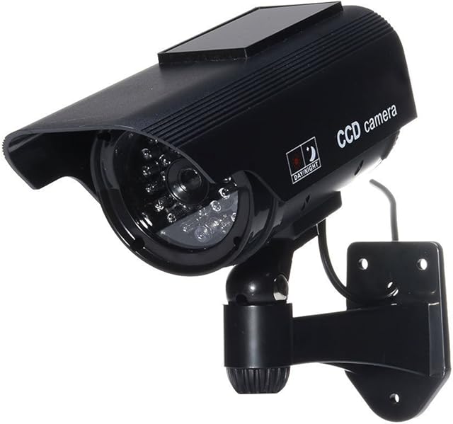 Tech Traders ® Waterproof Black SOLAR Dummy/Fake CCTV Security Camera/Outdoor Camera with Solar panel for flash LED [Model 2017-18]