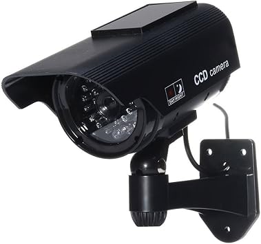 Waterproof Black Solar Dummy / Faux CCTV Security Camera / Outdoor Camera with Solar Panel