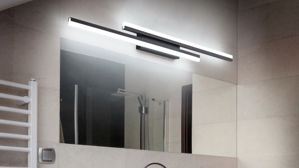 Image of PRESDE LED Bathroom Vanity Light 32inch Bathroom Light Fixtures Over Mirror Black Modern Bath Vanity Lighting Bar Dimmable