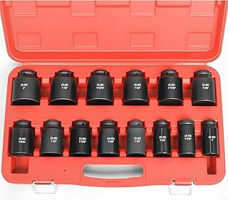 TONYNOL 3/4 Inch Drive Deep Impact Socket Set,6-Point,SAE Sizes(1“-2”),14 PCS,Cr-Mo Steel,Heavy Duty Impact Sockets for Au...