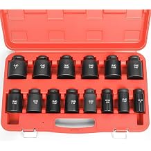 TONYNOL 3/4 Inch Drive Deep Impact Socket Set,6-Point,SAE Sizes1-2,14 PCS,Cr-Mo Steel,Heavy Duty Impact Sockets for Automotive & Industrial Machinery,With a Storage Case