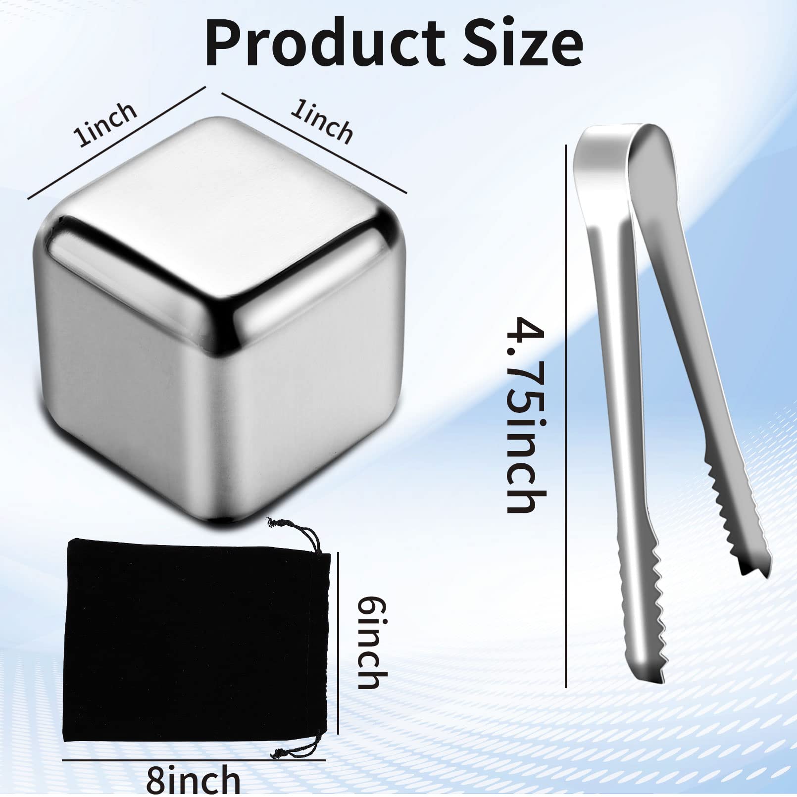 NANASO 18Pcs Metal Ice Cube,Reusable Whiskey Stones,Stainless Steel Ice Cubes,Refreezable Chilling Ice Cubes,Metal Chilling Rocks with Tongs and Drawstring Bag for Whiskey Vodka Juice Milk Soda