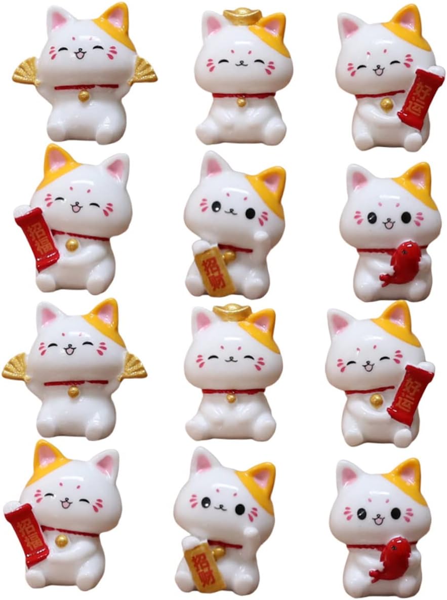 Amazon.co.jp BCOATH 12pcs Miniature Maneki Neko Landscape Maneki Cat Figurine Maneki Neko Cat