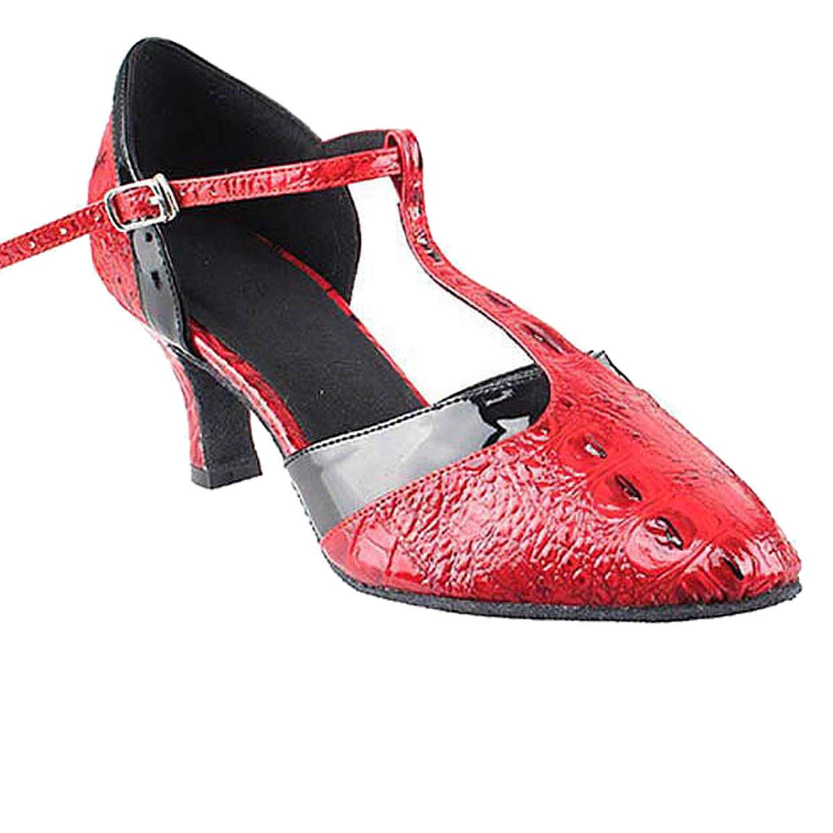 Very Fine Dance Shoes Women's Ballroom Dance Shoes Tango Wedding Salsa Dance Shoes Red Croc & Black Trim Sera3551EB Comfortable 2.5