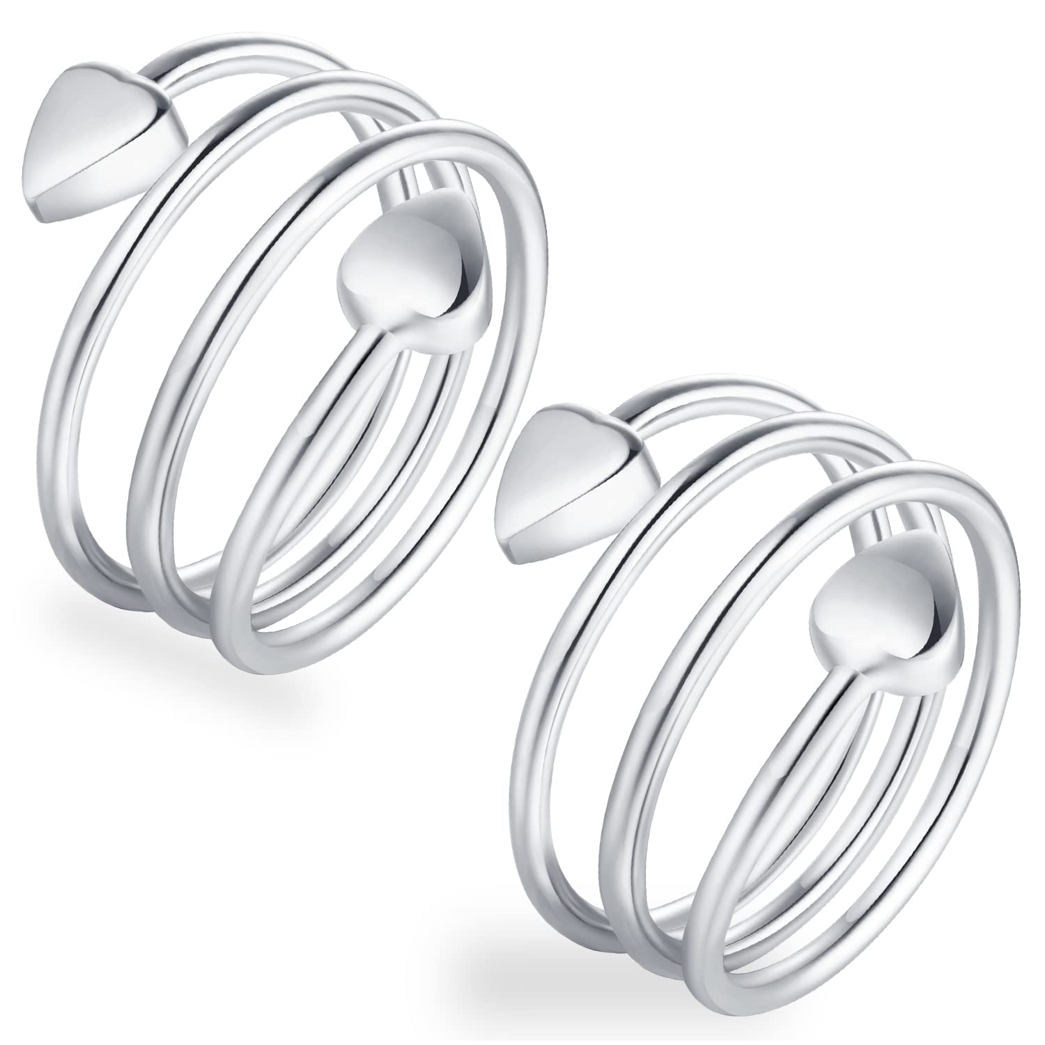 Feraco 2pcs Copper Rings for Women,99.99% Pure Copper Ring,Ring Women,Copper Rings for Women,Fingers Ring with Gift box(Silver)