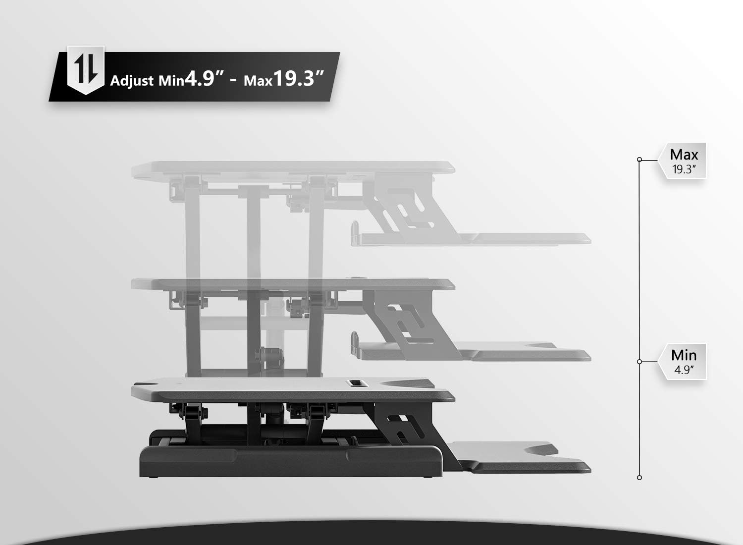 FEZIBO Standing Desk Converter, Stand up Desk Riser, Sit Stand Desk Adjustable Height Lift Desks Computer Workstation for Home Office 30 Inch Black : Office Products