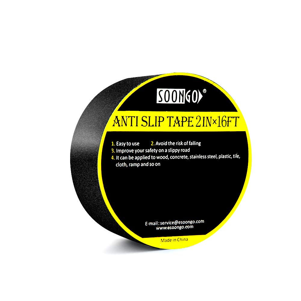 Anti Slip Tape 2 Inch x 16 Foot Grip Tape Non Skid Increase Grit Friction Abrasive Strong Adhesive for Stairs Tread Step Floor Indoor Outdoor Black by SOON GO (B07WCVLFFL) Amazon Price History, Amazon Price Tracker