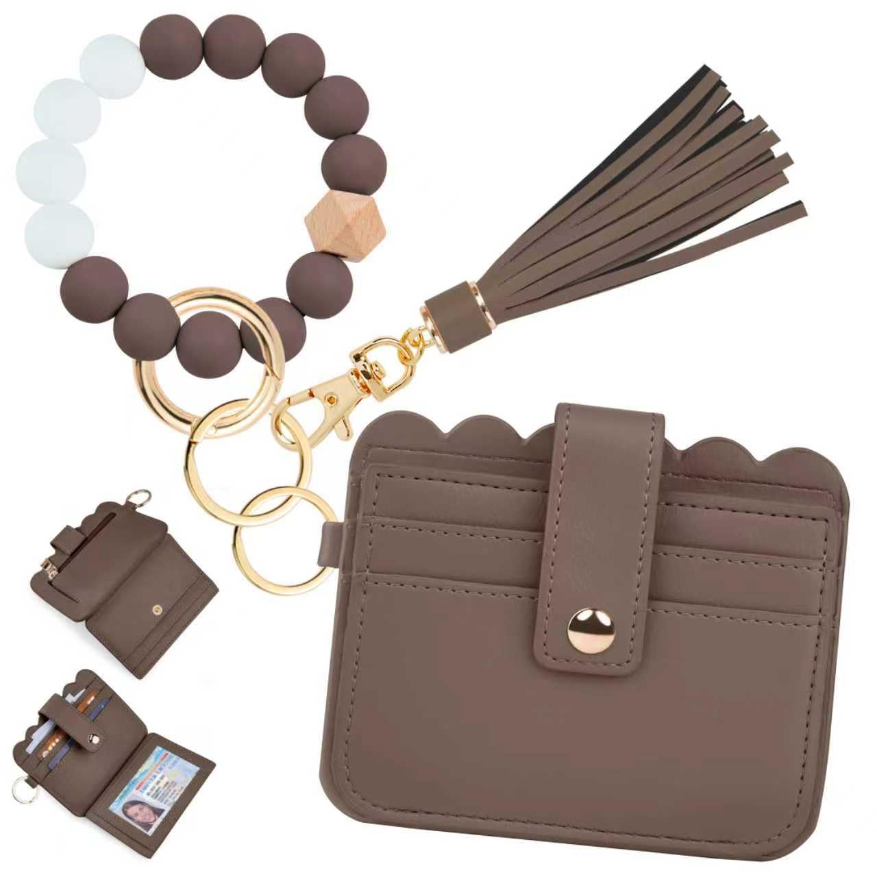 Wristlet Wallet for Women with Keychain – RFID Card Holder Small Wallet Wristlet with Key Ring
