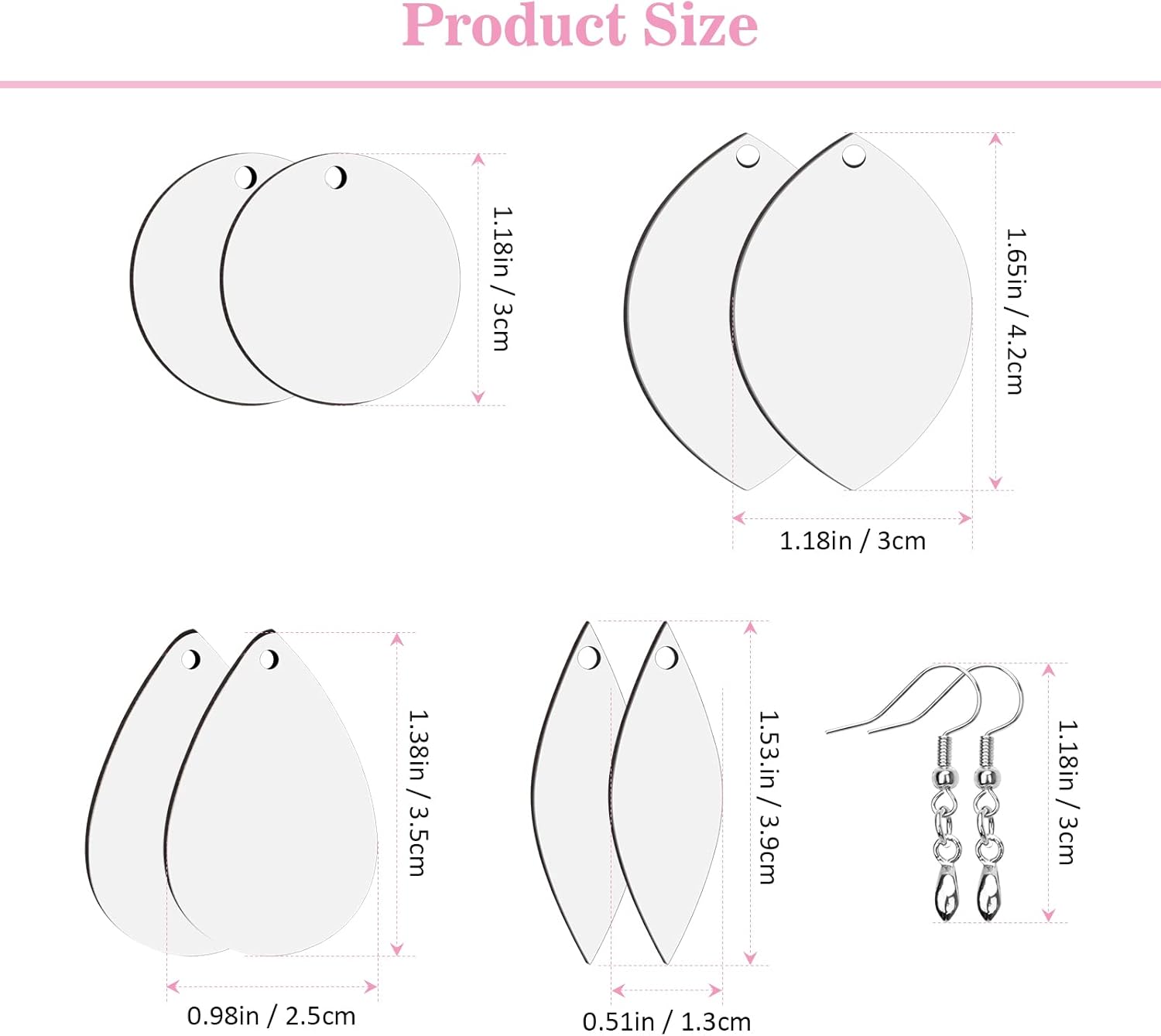 Catcan 32 Pieces Sublimation Earring Blanks, Heat Transfer Sublimation Ornament Blanks with Earring Hooks and Jump Rings for Women Jewelry DIY Making Sublimation Accessories - Image 6