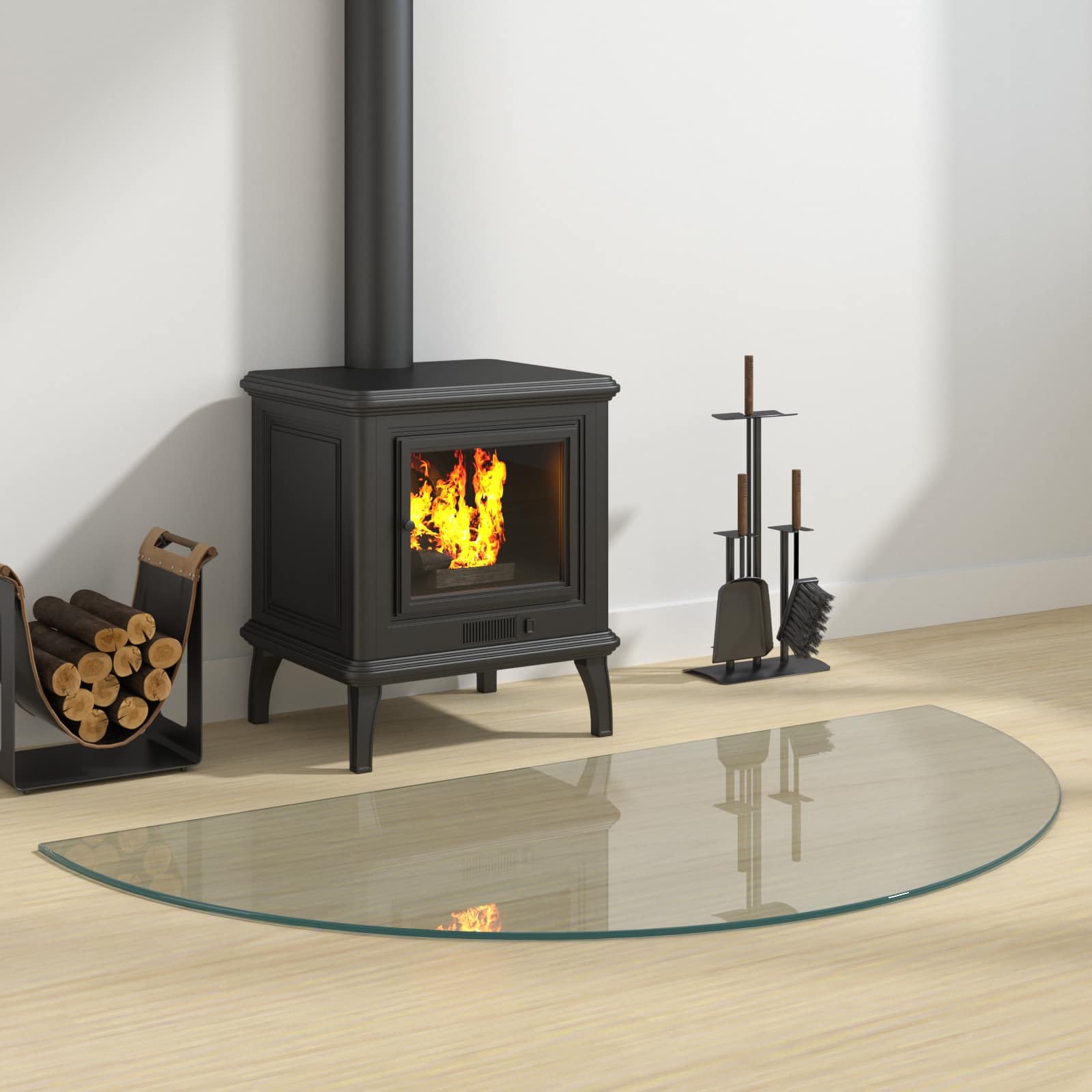 Kamin Bodenplatte 1200 x 600 mm aus Glas, Funkenschutzplatte für Kaminofen, Hitzebeständige Glasplatte für Boden, Bodenschutzplatte transparent