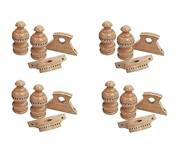 RAB Bracket Wooden Elegant Curtain Bracket with Wooden Centre Supports Accessories (Code:-WB-2m, Finish- Teakwood, Pack of 4 Pair)