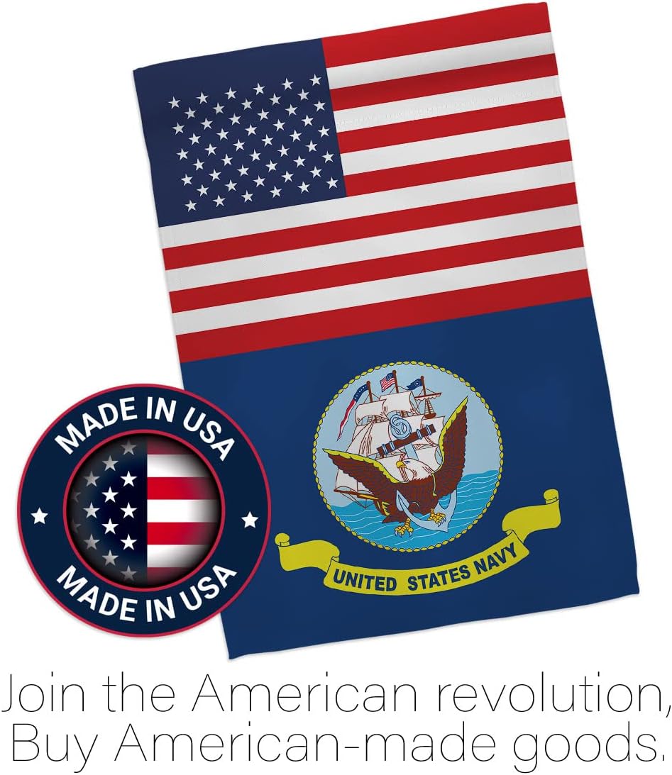 US Navy Garden Flag - Armed Forces USN Seabee United State American Military Veteran Retire Official - House Decoration Banner Small Yard Gift Double-Sided Made in USA 13 X 18.5