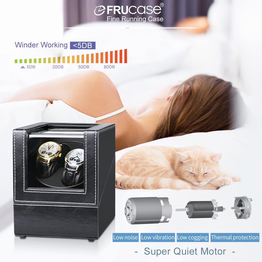 FRUCASE Double Watch Winder for Automatic Watches Watch Box Automatic Winder Japanese Motor 2 Rotation Modes Can be Serialized …