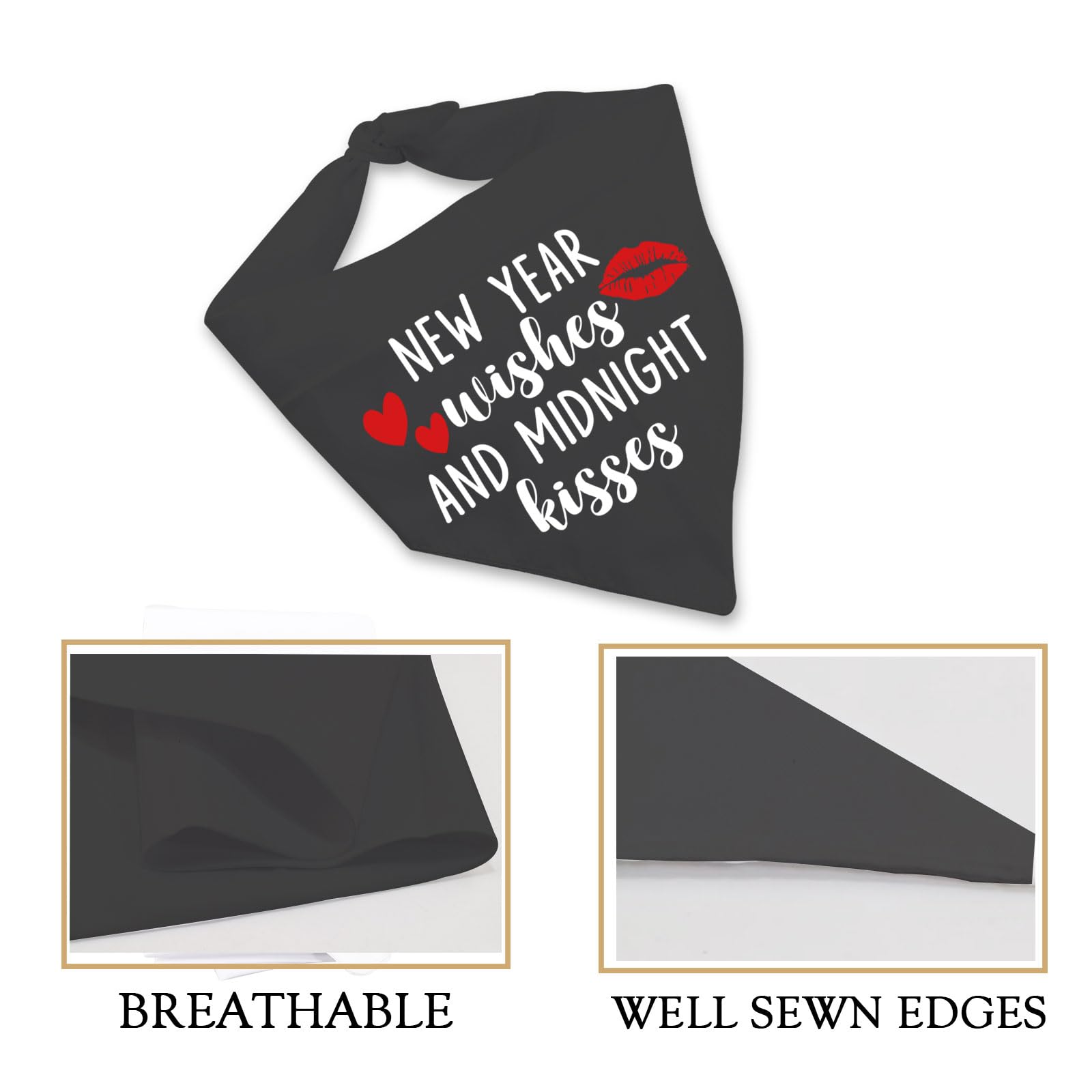 1 Piece New Year Wishes and Midnight Kisses Dog Bandana New Years Celebration Tie on Scarf New Years Eve Gift (Midnight Kisses D) - Image 3